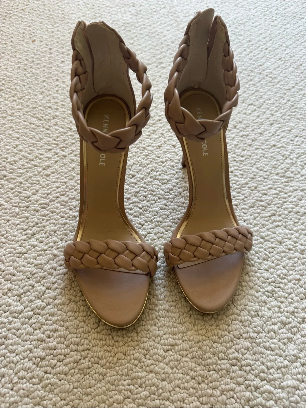 Kenneth Cole Braided Strap Stiletto Sandals in Taupe